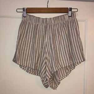 Brandy Melville Beige Striped Soft Shorts Small